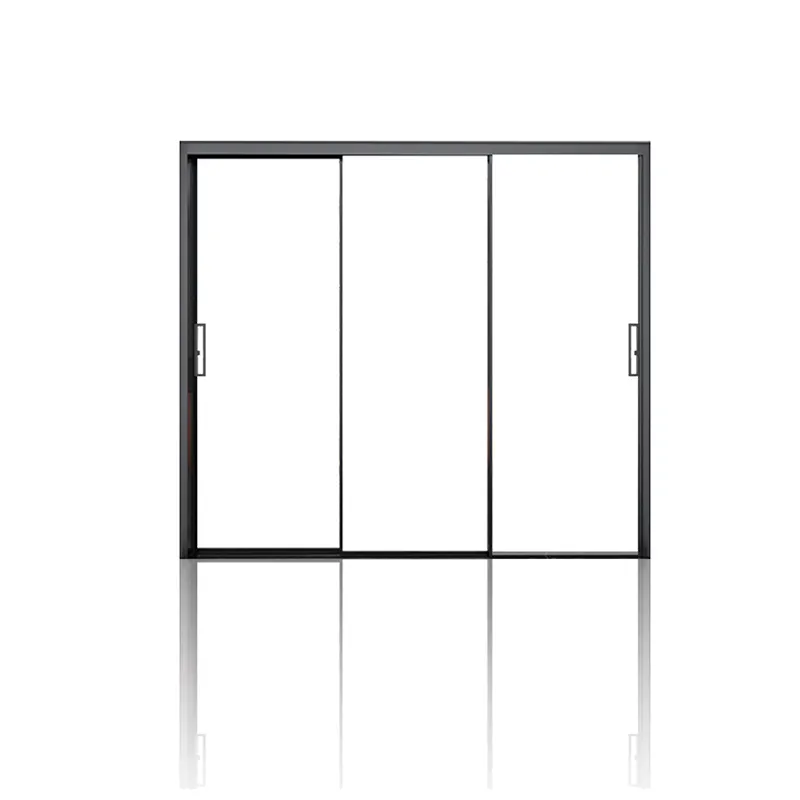 Interior estrecho marco minimalista tres tachuelas aluminio vidrio puerta corredera
