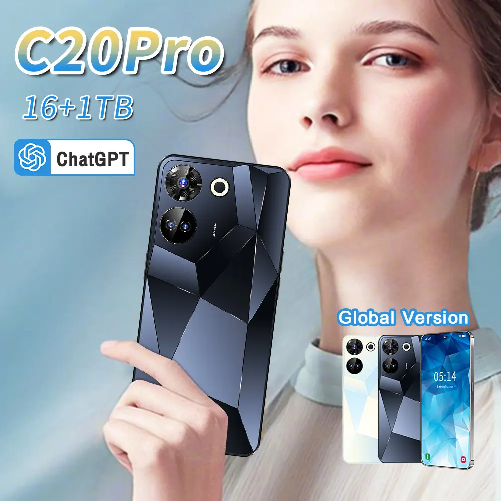 Atacado versão global C20pro Celular barato com memória real 6GB+128GB 7.3 polegadas tela grande Celulares Android