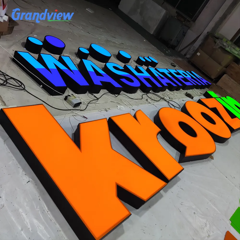 Sign Bedrijf Logo Led Buiten Business Buitenkant Voorkant Lit Custom Opknoping Winkel 3d Verlichte Logo Bewegwijzering Gebouw Teken Brief