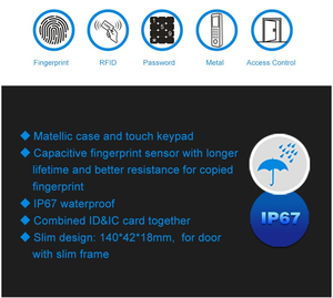 Waterproof Fingerprint Standalone Card <strong>Access</strong> <strong>Control</strong> Keypad Metal Standalone <strong>Access</strong> <strong>Control</strong> System <strong>with</strong> <strong>Keyboard</strong>