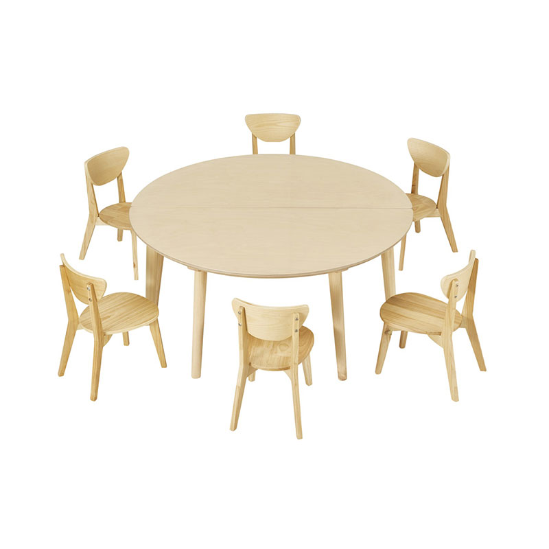 Table ronde pour 6 (combiné par 2 demi-cercle table)