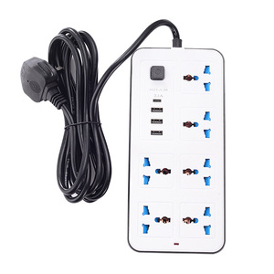 Güç şeridi 6 port soket 3 USB güç soketi ile 2M uzatma İngiltere tak soket