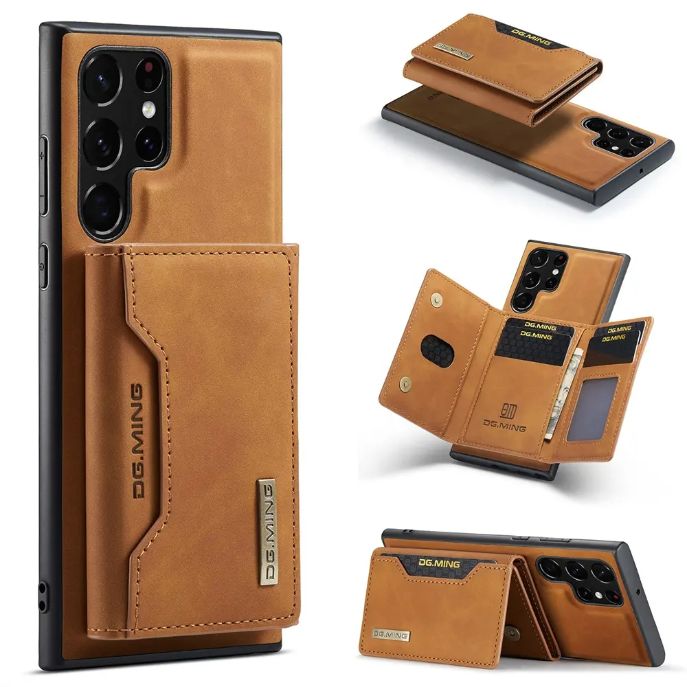 Afneembare Lederen Magnetische Kaart Zak Telefoon Case Voor Galaxy S22 S23 Ultra, Luxe Portemonnee Case Voor Samsung S22 Ultra