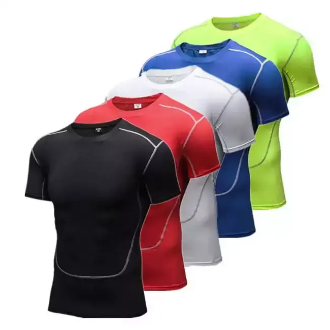 T-shirts à manches courtes en polyester pour hommes T-shirts de sport, de course à pied, de sport Vente en gros T-shirts