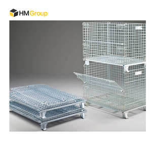 Contenedores de almacenamiento de malla de alambre plegables y apilables para almacén - Product Image 2