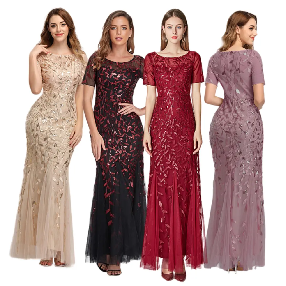 Xu90801 vestidos de festa femininos, modernos, para primavera, verão, lantejoulas, elegante, para noite, banquete, vestido de sereia