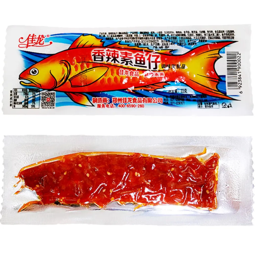 Fabbrica cinese sfuso di pesce sfuso snack piccanti strisce calde snack prodotto di farina strisce piccanti per alimenti sani
