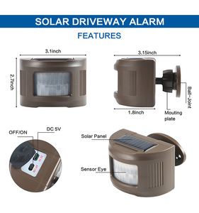 Olar-alarma antirrobo con sensor de movimiento PIR, kit solar inalámbrico de detección de intrusión de carril infrarrojo de 1/2 millas, alarma de entrada de café - Product Image 2