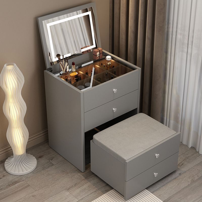 60cm gray table, mirror, and dressing stool set