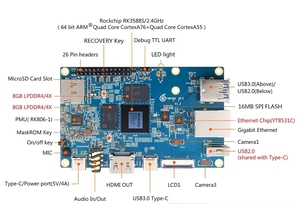 Orange Pi 5 4Gb Lpddr4 Rk3588S-PcチップOcta-Core Armr 64ビット8Nm LpプロセスQspi Nor Flash - Product Image 3