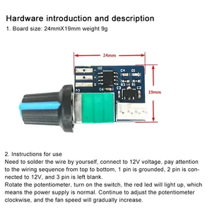 Módulo controlador de velocidad del motor PWM de 12V de un solo canal Regulador de velocidad del ventilador ajustable con interruptor de Gobernador Producto IC - Product Image 5