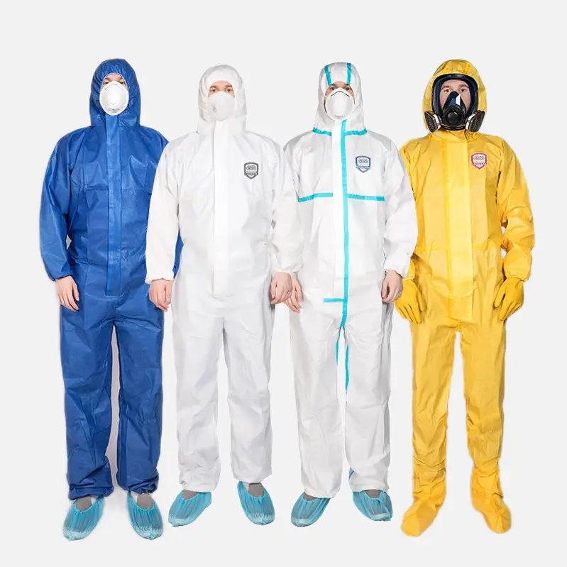 ملابس واقية من PPE للبيع بالجملة لعام 2024 من النوع 5/6 ملابس عمل يمكن التخلص منها ملابس كاملة للحماية مقاسات الاتحاد الأوروبي الأمريكي بدلات واقية