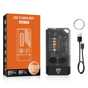 Asafee Keyring FLAshlight V10L Wasserdichtes wiederauf lad bares EDC-Blitzlicht mit SOS-Alarm Multifunktions-UV-Schlüssel bund brenner - Product Image 1