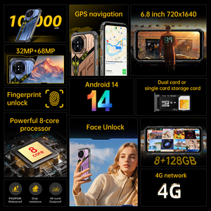 All'ingrosso RuggedX 10000mAh <span class=keywords><strong>Android</strong></span> 14 32MP + 68MP visione notturna robusto telefono 6.8 pollici IP68 impermeabile resistente alla polvere SmartPhone robusto - Product Image 3