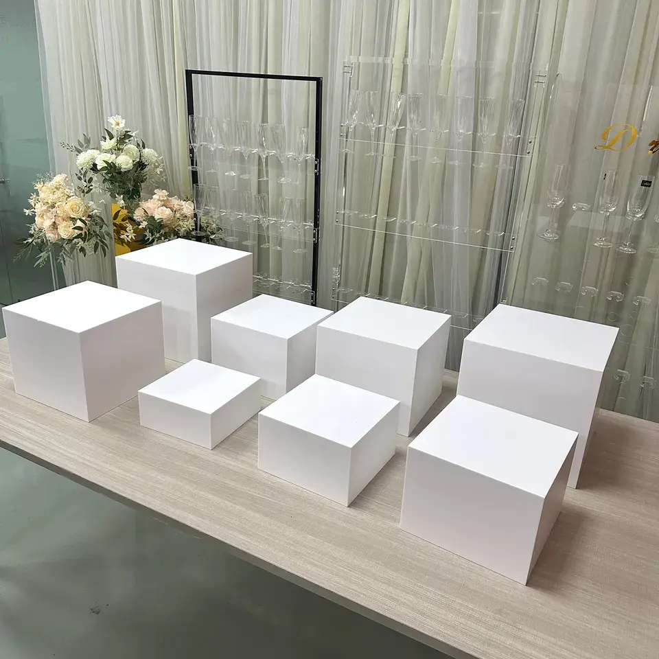 Белый фуршет, акриловый кубик, набор из 8 квадратных стенда для десерта