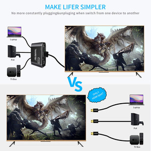 3x1 <strong>HDMI</strong> Switcher 4K 2.0b 18Gbps HDR <strong>Switch</strong> Audio Video 3 <strong>Input</strong> to 1 <strong>Output</strong> with Remote Control for PS4 XBOX STB PC <strong>Switch</strong> <strong>HDMI</strong>