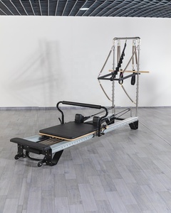 Queenlife <span class=keywords><strong>Yoga</strong></span> eğitimi siyah çekirdek yatak tam parça alaşım alüminyum yarım trapez ile Reformer Pilats ekipmanları