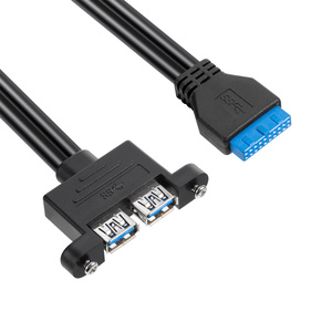 OEM/ODM 2 puertos USB 3,0 A hembra a 20 pines Cable de placa base conexión interna usb3.0 a 20 pines/19 pines Cable adaptador