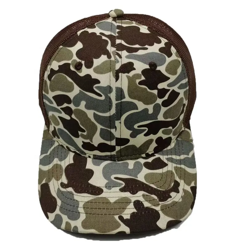 Wholesale Price Custom Outdoor Blank Cotton Camo Mesh Trucker Cap