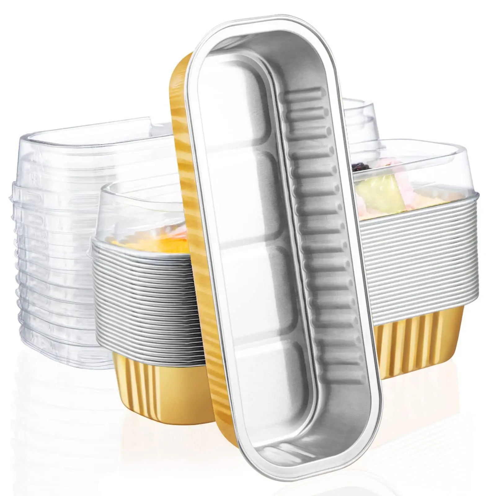 230ML Aluminum Foil container Cake Baking Round Pan Tray Kitchen durian lunch Food box with Plastic Lid