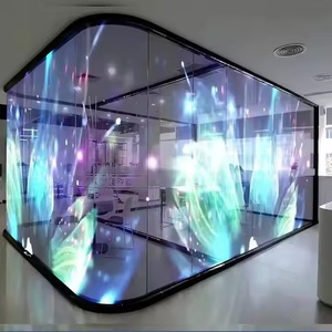 P6 P8 Ultra ince yüksek parlaklık yapıştırıcı Led şeffaf esnek şeffaf Led Film ekran mağaza cam için Ledwall