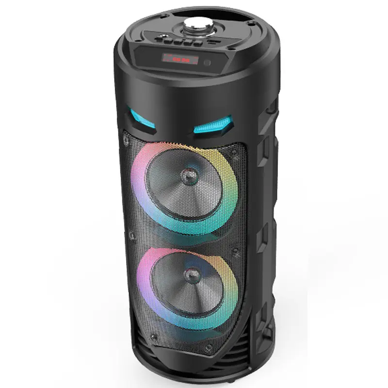 Wireless Speaker Powerful Bass Bluetooth Speaker Outdoor Microphone Double 4" RGB 15W Wireless Speaker with Microphone
