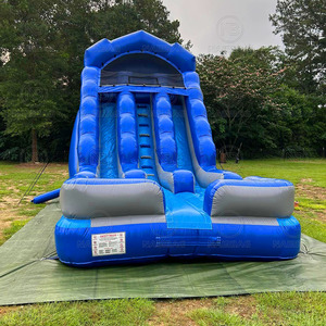 Tobogán de agua inflable palmera mármol azul Nip deslizamiento en un tobogán de agua con piscina para la venta - Product Image 4