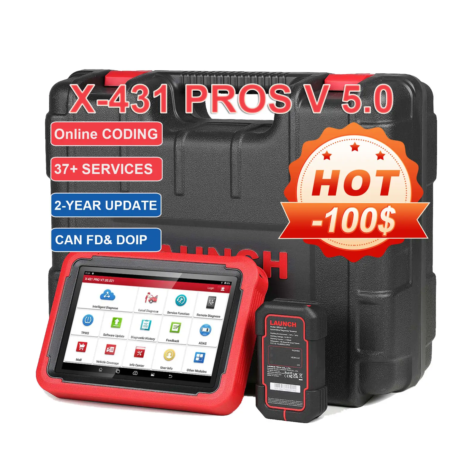 ماسح للسيارة احترافي إطلاق X-431 PRO V5.0 OBD2 ماسح آلة تشخيصية أداة تشخيص سيارات