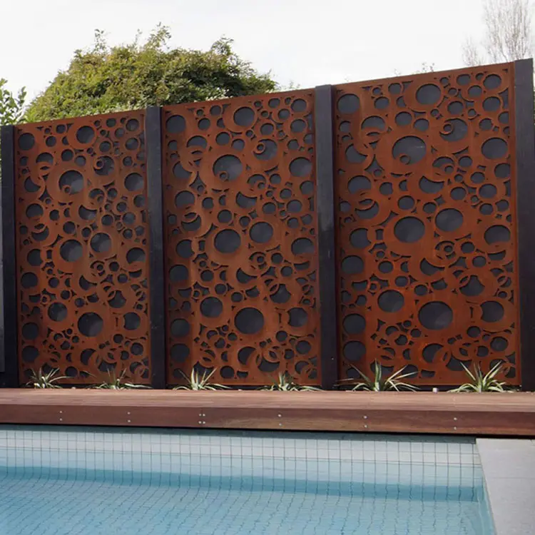 Trang Trí Laser Cut Metal Fence Panel Bảo Mật Bảng Điều Khiển Hàng Rào Bằng Thép Đục Lỗ Thiết Kế Bảng Điều Khiển Hàng Rào Sắt
