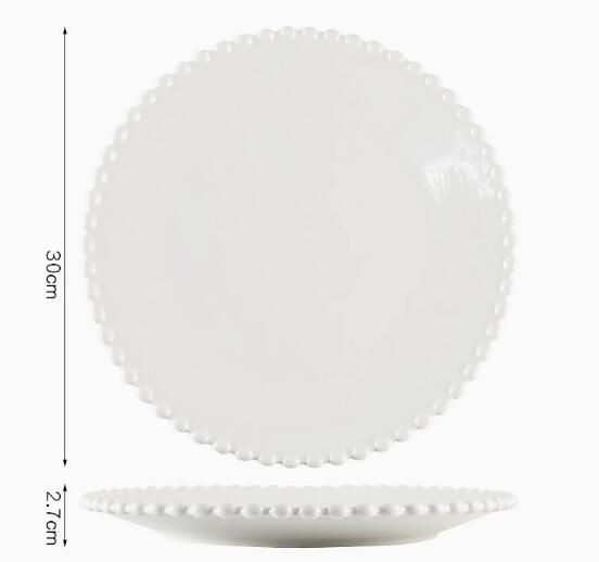 Assiette ronde blanche de 12 pouces