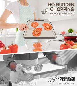 Double Sided 304 Stainless <strong>Steel</strong> &amp; Wheat Straw Cutting Board 14.4&quot;*9.8&quot; Non <strong>Toxic</strong> Lightweight Chopping Board