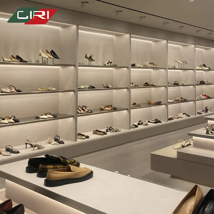 Ciri Ruimtebesparende Luxe Schoenenwinkel Meubels Goud Metalen Wandgemonteerde Schoenen Display Rek Plank