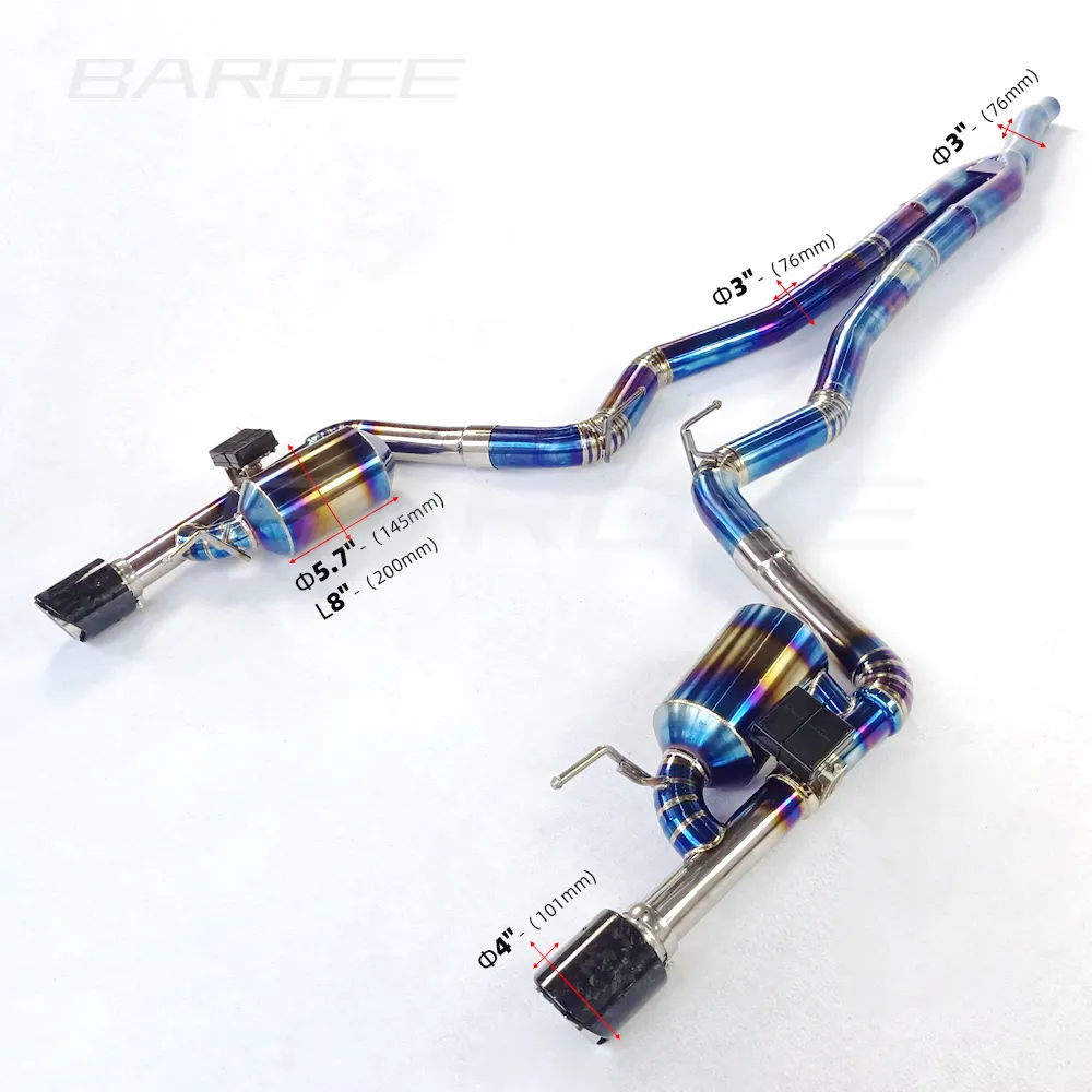 غطاء رأس العادم من Bargee dual ValvetronicT, غطاء رأس العادم من التيتانيوم ، لسيارة Ford mustg 2.3T 2013 ~ UP ، البيع بالجملة ، مع صمامات