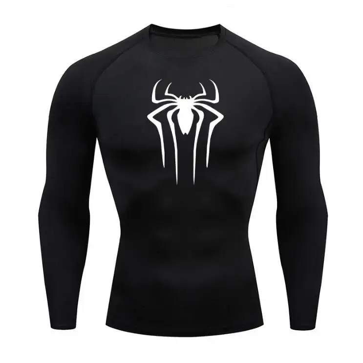 T-Shirt a compressione 2024private label t-Shirt da uomo a manica lunga nera Top Fitness pelle veloce e traspirante Casual t-Shirt lunga