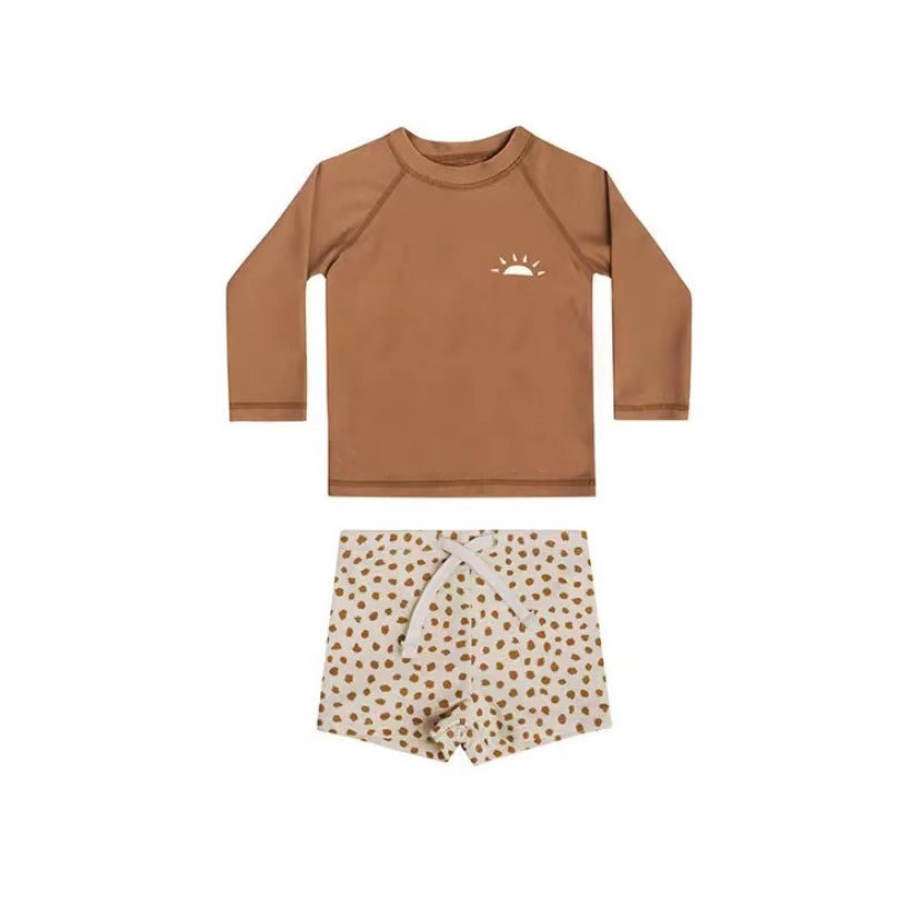Maillot de bain deux pièces à pois marron