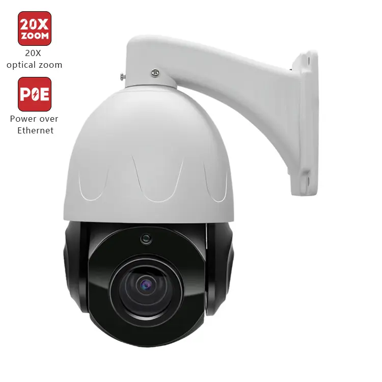 CCTV fabrika 4K 20X PoE PTZ 100m 8MP @ 15fps IR dahili mikrofon ses açık otomatik izleme yüksek hızlı IP ağ güvenlik kamera