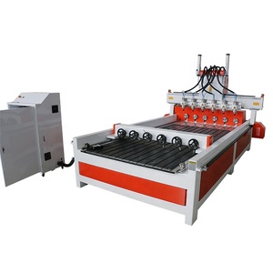 Máquina enrutadora CNC de 6 husillos y 4 ejes para muebles de madera, equipo de mesa de cabezales múltiples con NC Studio Mach3 Siemens - Product Image 3