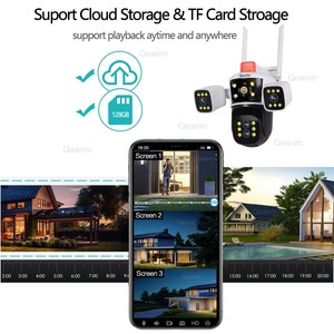 Qearim กล้องวงจรปิด IPC360 Wi-Fi 8K PTZ 4เลนส์ซูม10x กล้องบ้านอัจฉริยะกลางแจ้งกล้องเครือข่ายความปลอดภัยสามหน้าจอ - Product Image 4