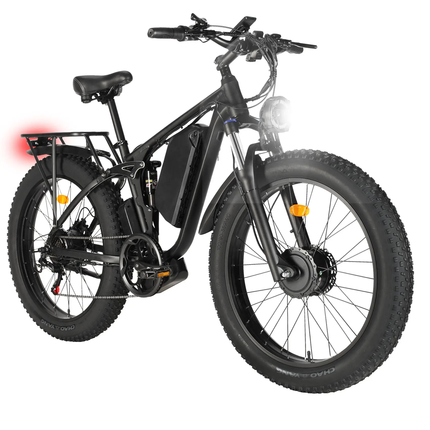 US-Warenlager Smlro V3 2000 W Doppelmotor 22,4 Ah Akku Elektrofahrrad Mountain-Schneefahrrad 48 V 26 Zoll Fette Reifen E-Bike