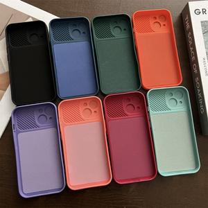 スライドカメラ保護ドアソフトシリコンカップルバックカバーiPhone用ケース16 15 14 13 12 11 Pro XS Max XR 7 8 Plus SE 2020 - Product Image 2