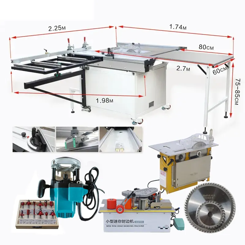 Độ chính xác cao Radial Saw bảng/gỗ làm việc Máy đa chức năng chế biến gỗ nhỏ chính xác trượt gỗ Bảng đã thấy máy