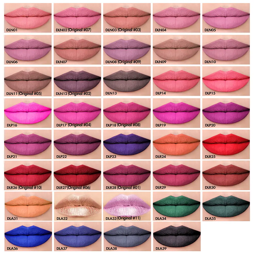 Grosir Lipstik Vegan Kustom 39 Warna Lipstik Cair Tahan Lama Tahan Air Label Pribadi Vegan Velvet Matte Lipstik