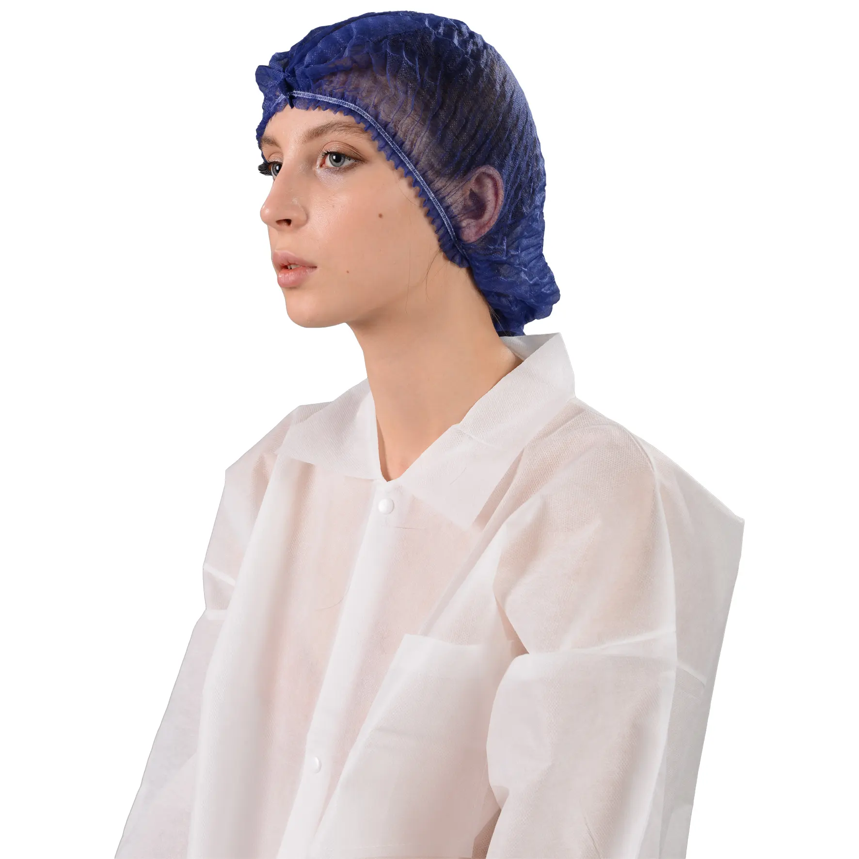 Desechable PP no tejido tira Clip Cap Bouffant Head Cover Hair Net Surgical Doctor Hat Round Mob Caps