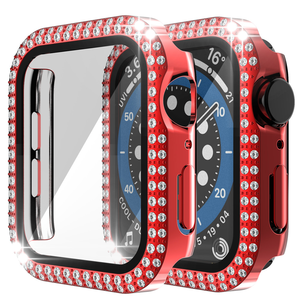 2列ダイヤモンド強化ガラスPCスクリーンカバーiWatch6用ウォッチケース5アップルウォッチシリーズ8用ウォッチガードケース - Product Image 3