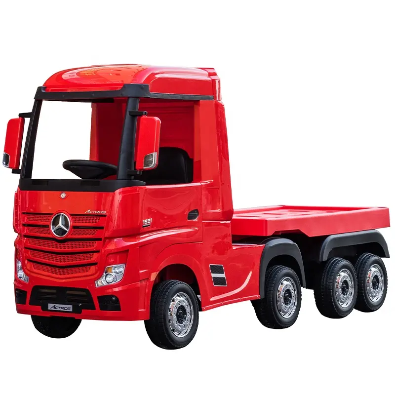 Benz actros lorry 2x12v bateria 4wd parental elétrica controlada grandes crianças caminhão com reboque caminhão para 10 anos
