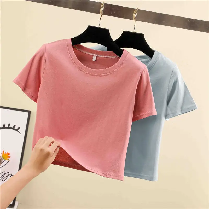 T-Shirt corta a maniche corte abito estivo da donna con perdita di ombelico camicia Base aderente Blazer a vita alta stampa digitale