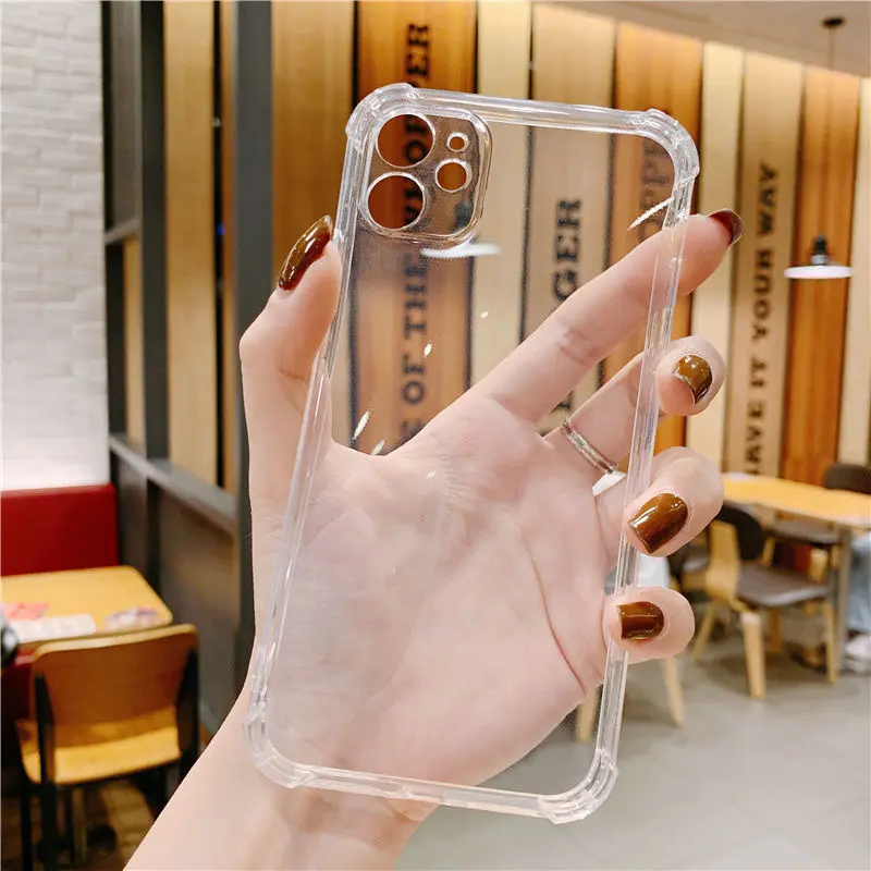 Anti Shock Clear Tpu Mobiele Telefoon Bescherming 1.5Mm Dikke Back Covers Telefoon Case Voor Iphone 13 12 11 Pro Max xs Xr 8Plus