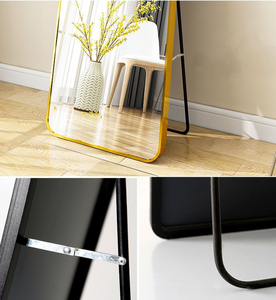 Espejo de pie de cuerpo completo para tocador, diseño moderno para el hogar, gran esquina redonda Rectangular, marco dorado - Product Image 6