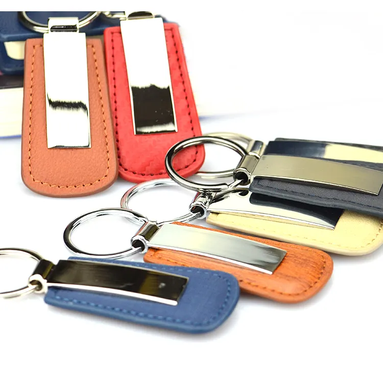 Atacado Luxo Chaveiro Presentes Car Metal Logo Keychain Keyring Personalizado Em Branco PU Leather Keychain