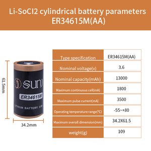 Er34615m 3.6V 13000mAh batterie primarie al litio Li-SOCL2 tipo di batteria d - Product Image 4